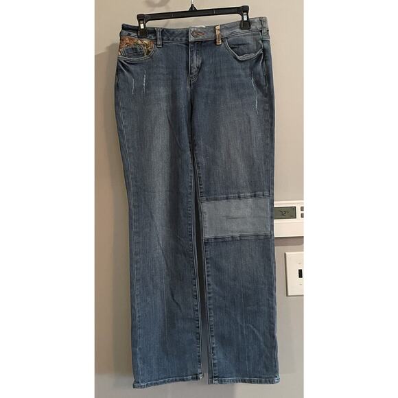 Sundance‎ Jeans Patchwork Denim Floral Tapestry Accents Womens 28 Hippie - Picture 1 of 9